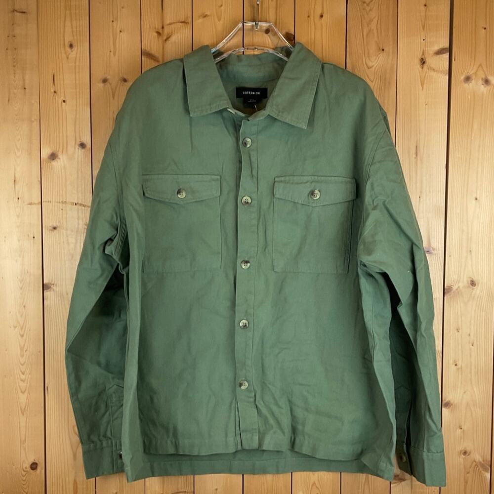 Cotton On Boxy Overshirt, Button-Up - Green, Size L *NWT*
